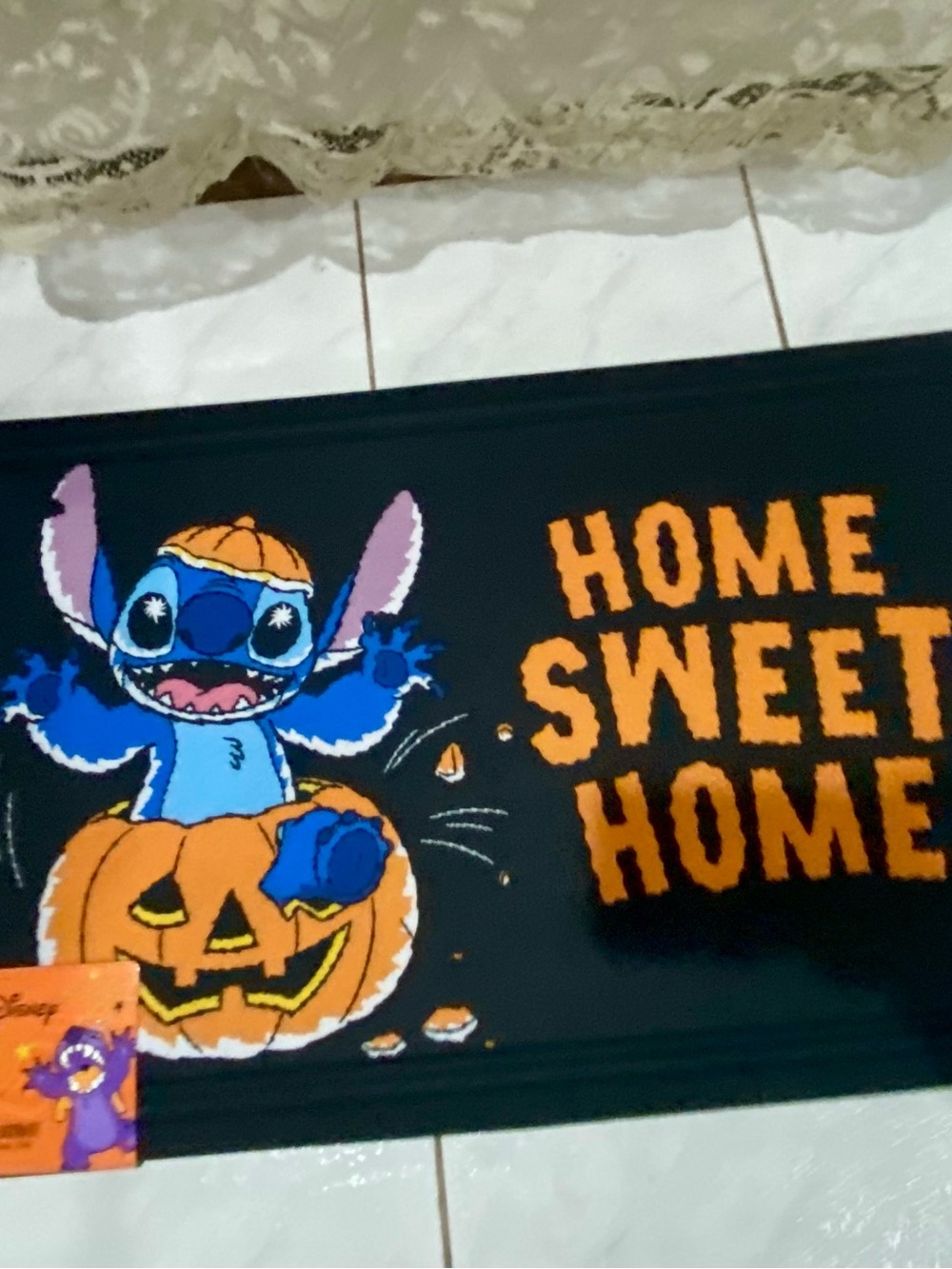 Disney Stitch Halloween Doormat - Black, Orange, Blue